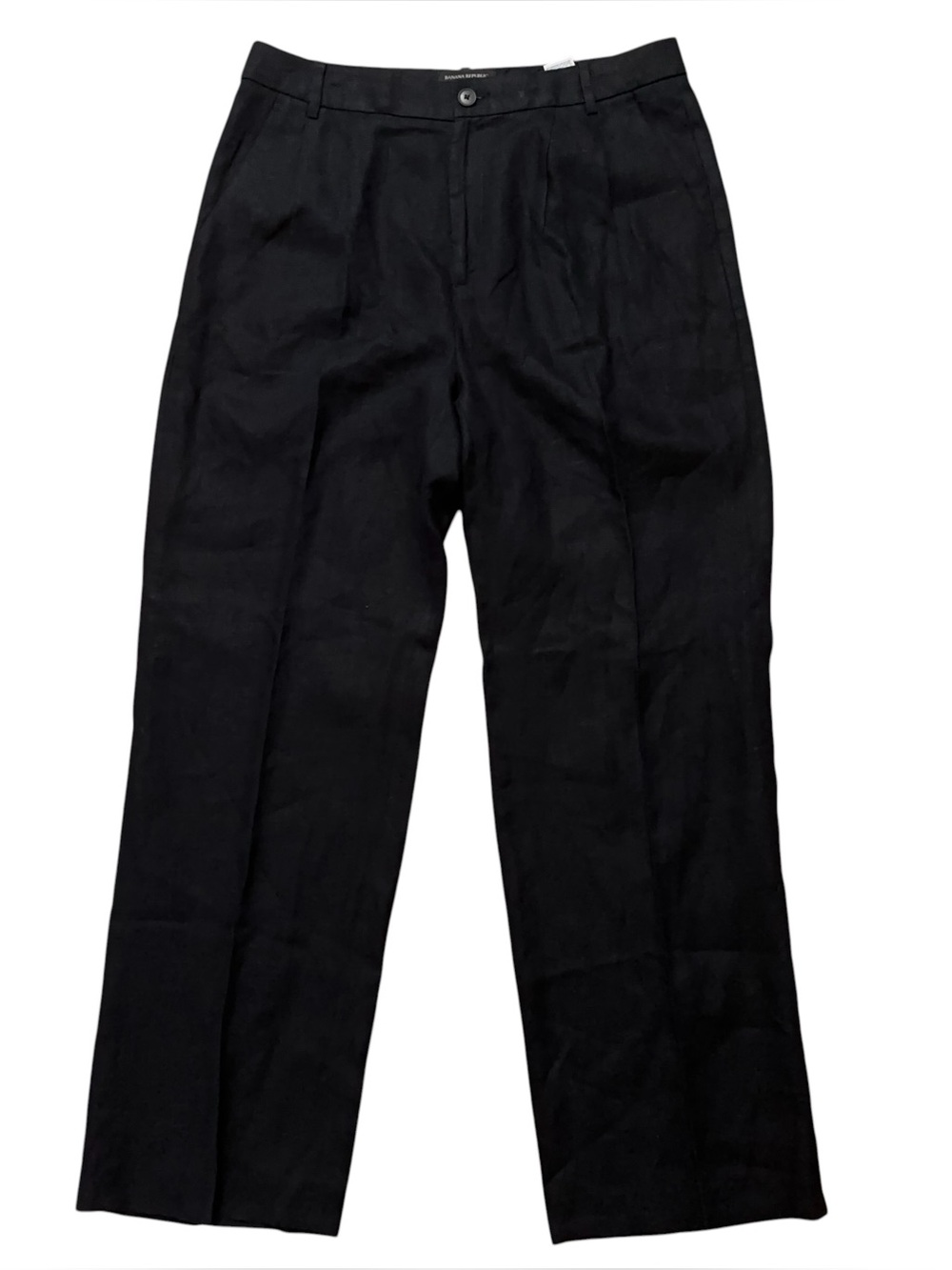 Banana Republic Pleated Wide Leg Pants Womens Size 12 100% Linen Black